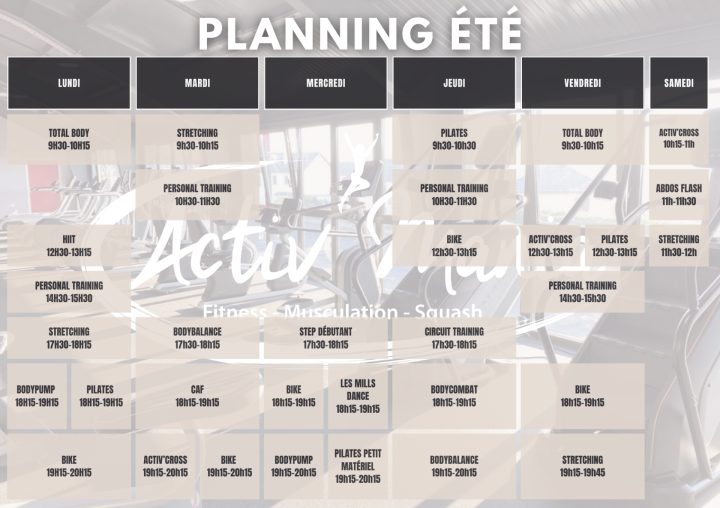 Planning salle de sport Saint-Flour